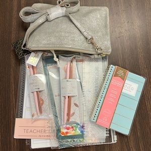 Big Erin Condren Bundle: suede bag, checklist, phone stand, pens, new & used